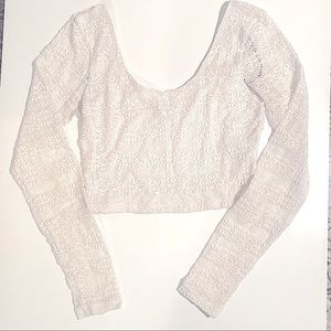 White Lace Long Sleeve Crop Top — Size S (EUC)
